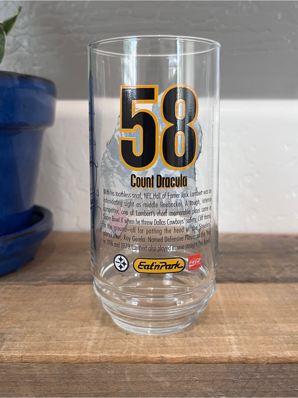 Vintage 1996 Pittsburgh Steelers Jack Lambert Eat'n Park Glass HOF Series - Picture 3 of 5